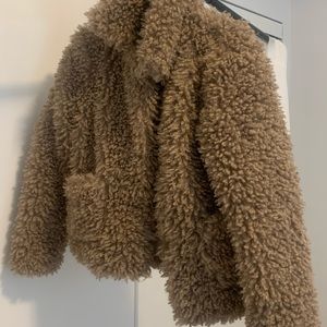 Cropped teddy jacket.